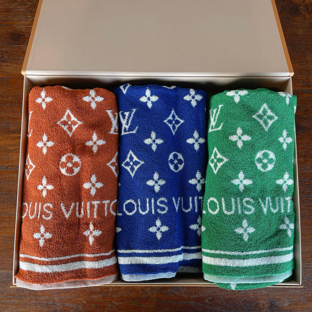 ルイヴィトン セルヴィエットセットLVマッチモノグラム ブラウン バスタオル