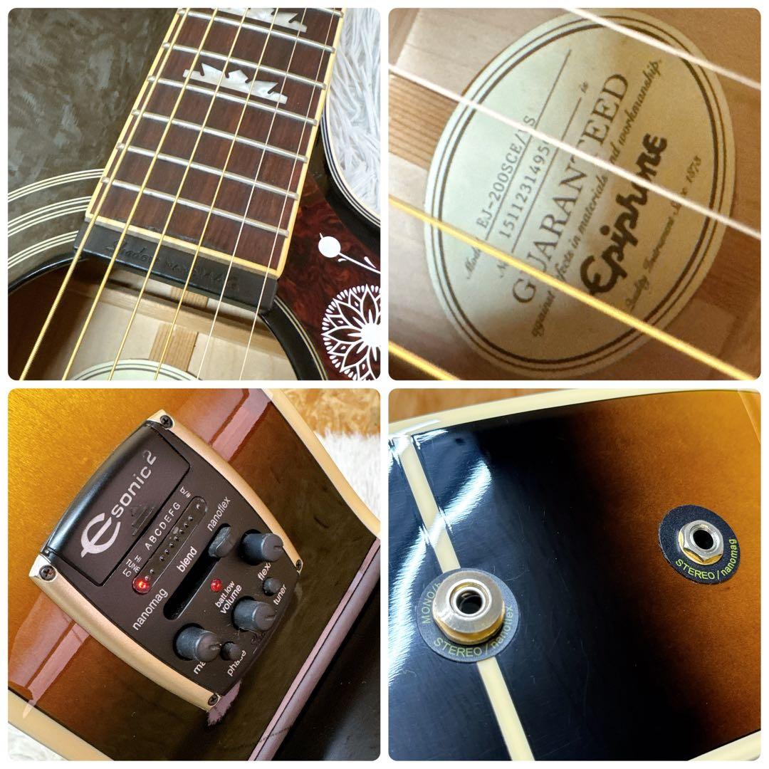 美品！Epiphone EJ-200SCE エレアコ ステレオ出力可 トップ単板