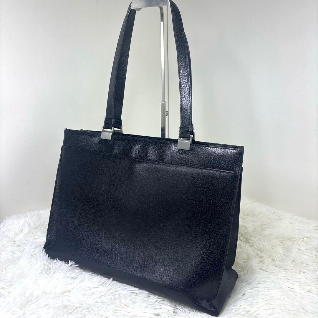[希少無地.美品] グッチ トートバッグ　ビジネスバッグ　A4 自立　シボ革