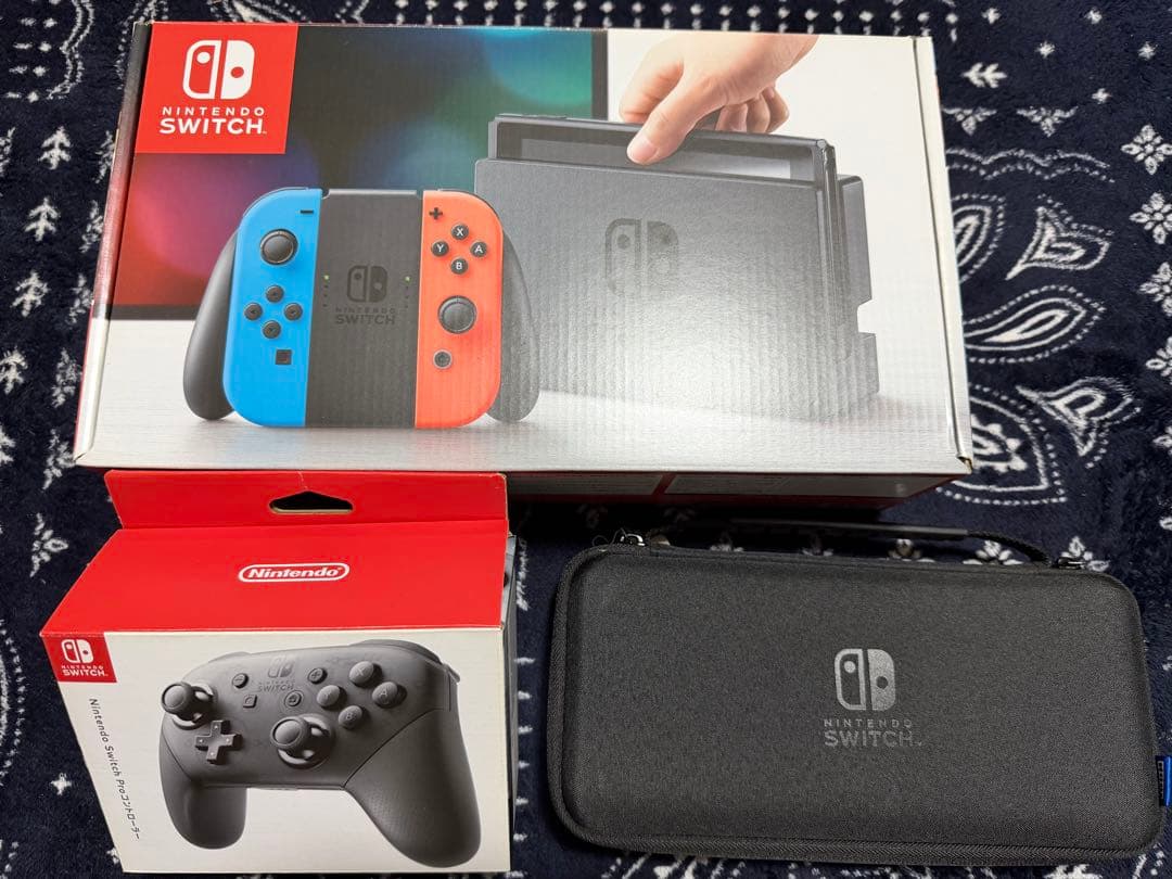 Nintendo Switch 青/赤 + プロコントローラー + ケース