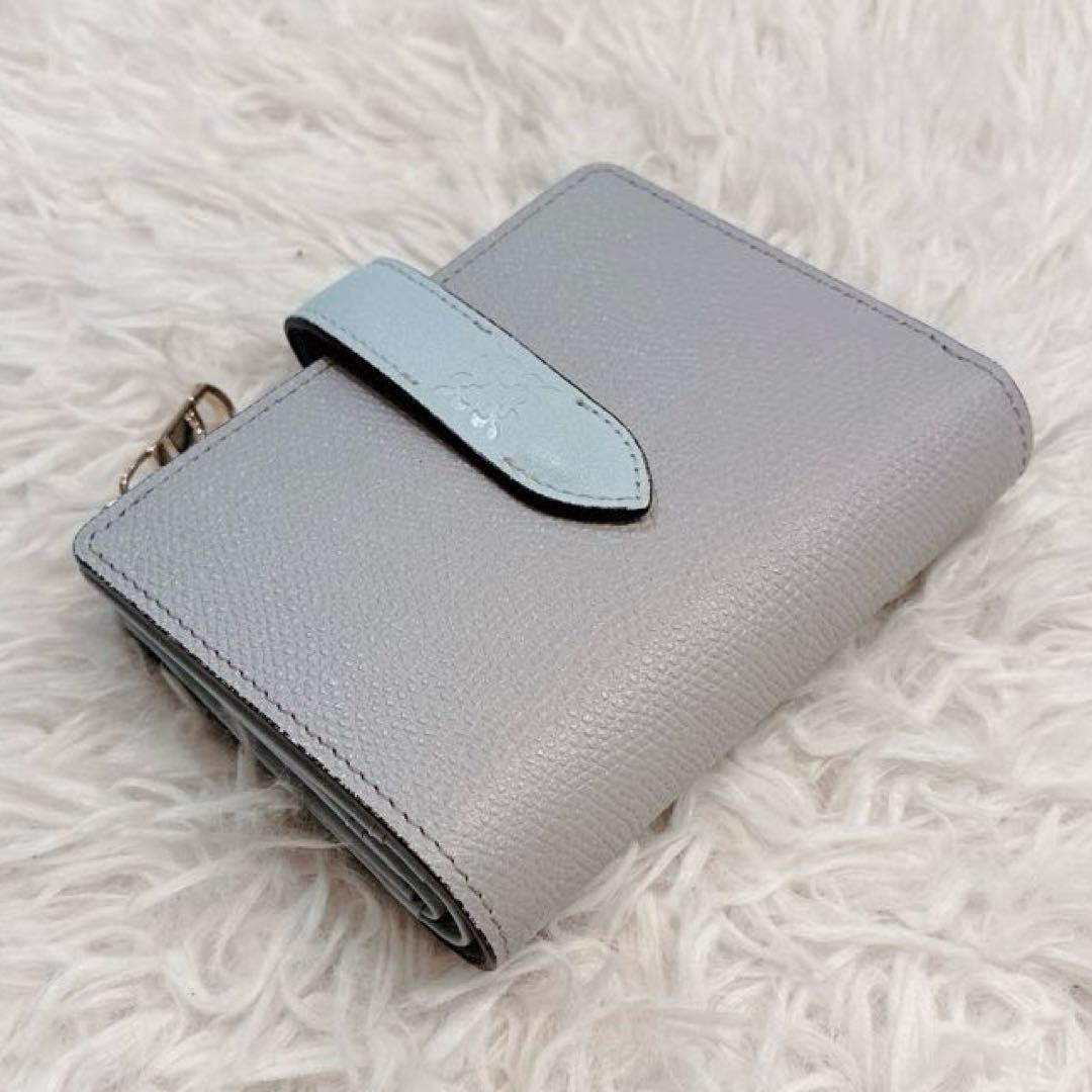 【美品】russet レザーベルトハーフウォレット　二つ折り財布　グレー