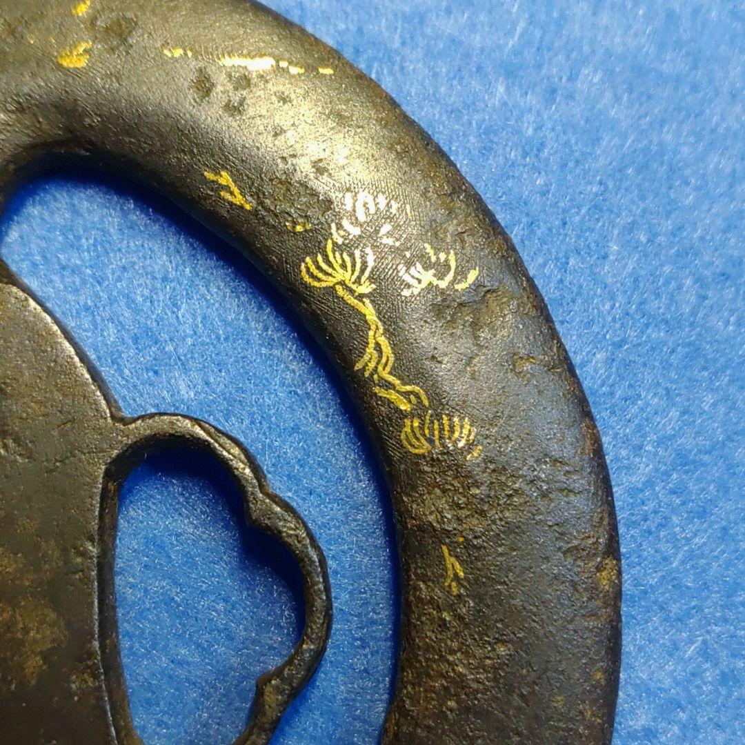 a.8 なまこ透し　大鐔　金象嵌　肥後　武蔵鐔