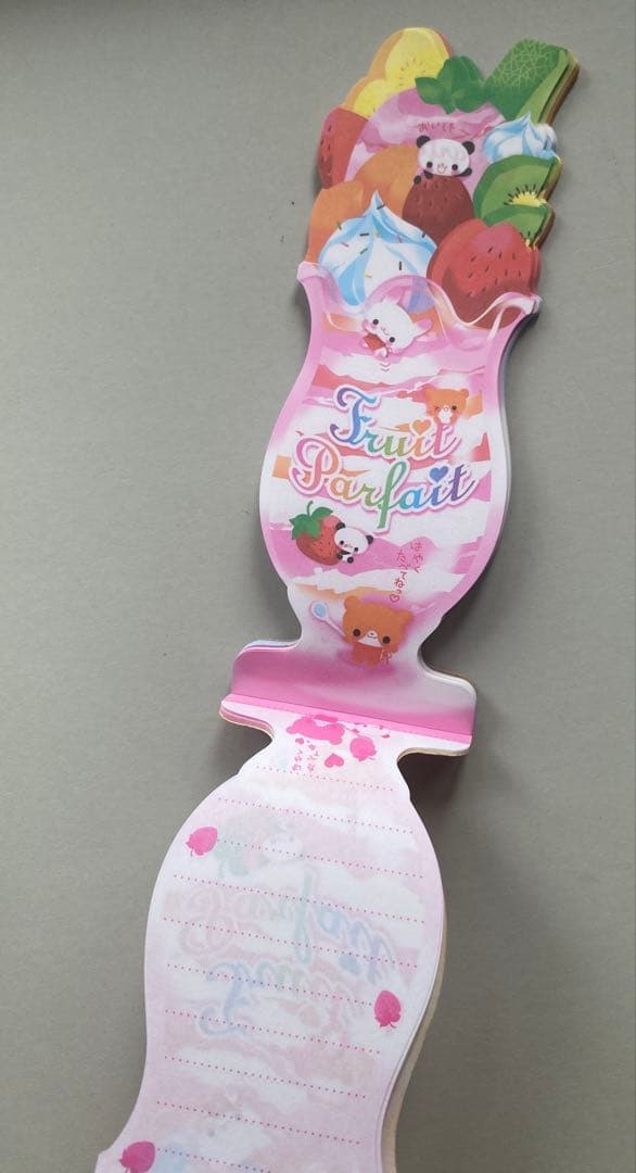 フルーツパフェ　ダイカット　メモ　メモ帳　カミオジャパン　平成レトロ　パンダ