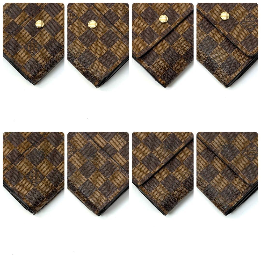 良品 ルイヴィトン ダミエ エベヌ ポルトモネ ビエ カルトクレディ 財布 W