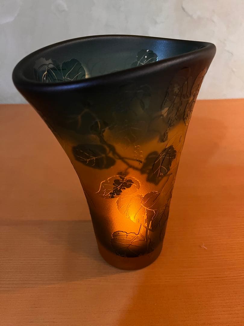 美しいグラデーション ガラス花瓶 野葡萄瑠璃橙