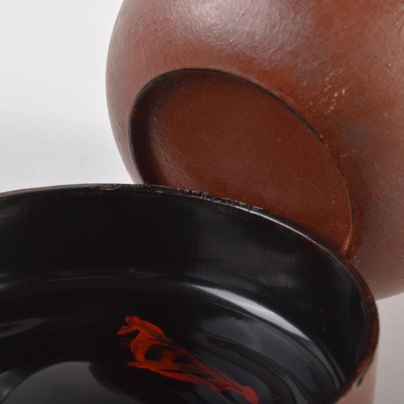 茶道具　竹器師　黒田宗博作　巴蒔絵　竹中棗　紫野　上田義山極め箱　V　6343