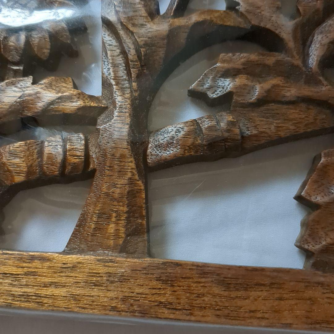 木彫りの板　1枚板透かし木彫り　欄間