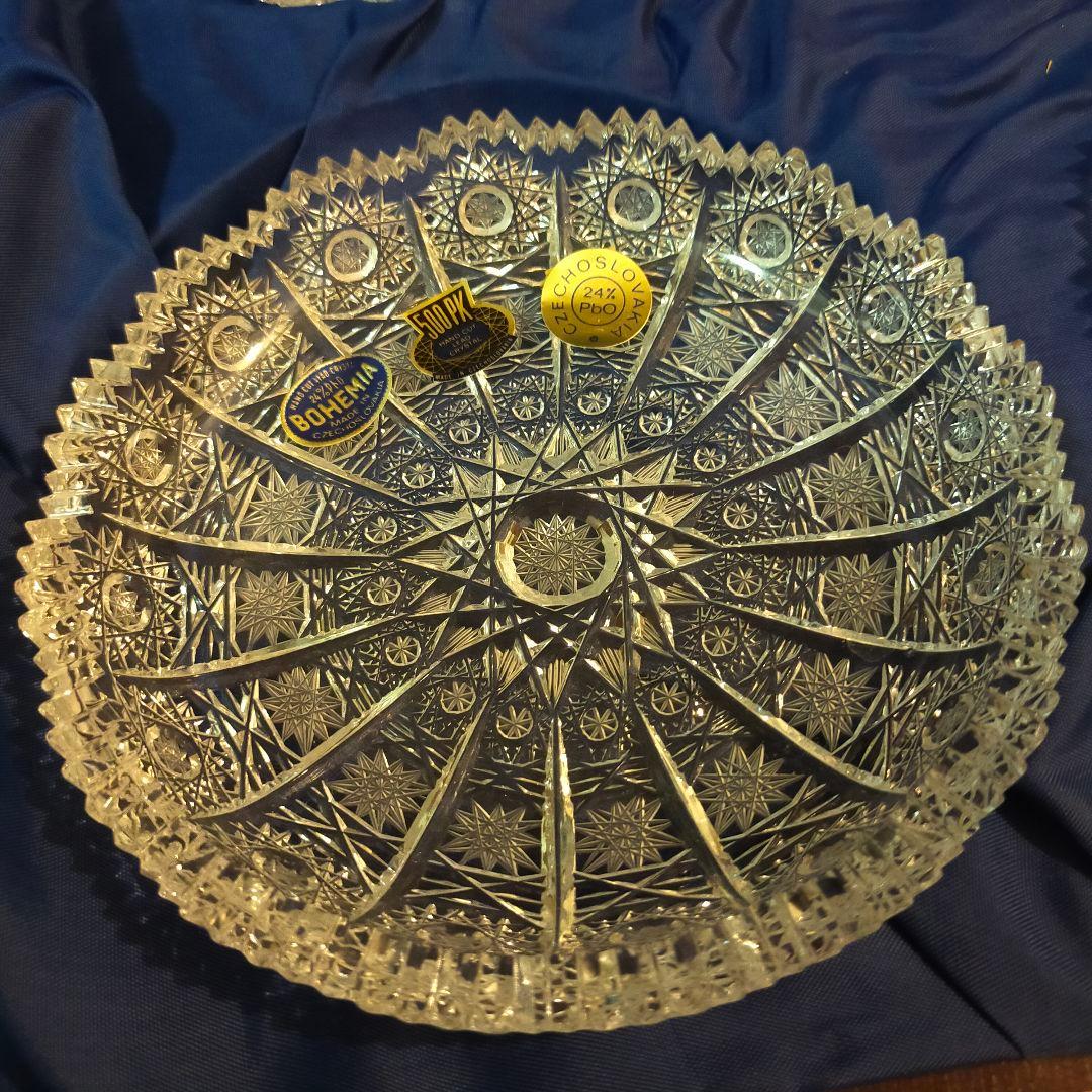 ボヘミア　500PK　豪華カット　クリスタル　皿　プレート　5枚