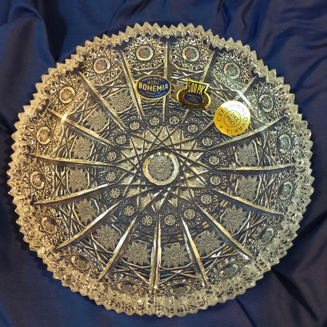 ボヘミア　500PK　豪華カット　クリスタル　皿　プレート　5枚
