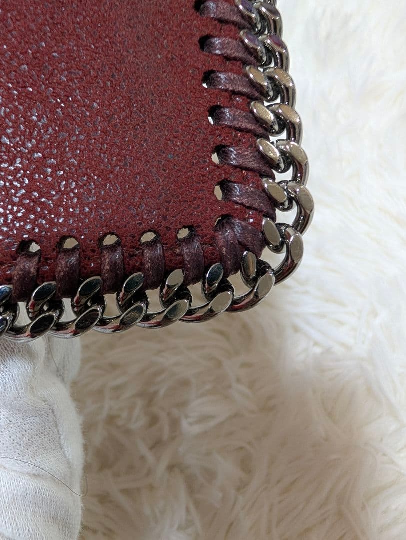 ステラマッカートニー♥️三つ折り財布ファラベラ チェーン 赤 バーガンディ