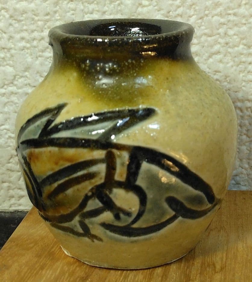 人間国宝 金城次郎 楊立(楊枝立）栞 共箱(本人書付）未使用美品 壷屋焼 壺屋焼