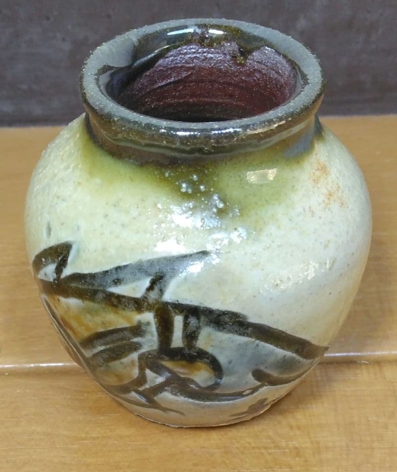 人間国宝 金城次郎 楊立(楊枝立）栞 共箱(本人書付）未使用美品 壷屋焼 壺屋焼