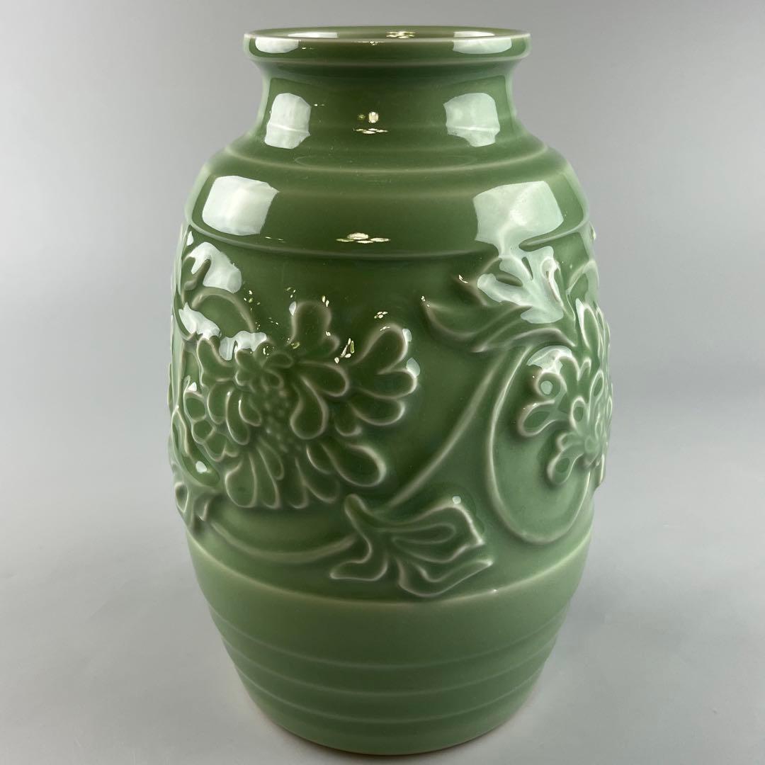 加藤溪山 天龍寺 青瓷 青釉 青磁 陶磁器 古美術 花瓶 壺 共箱