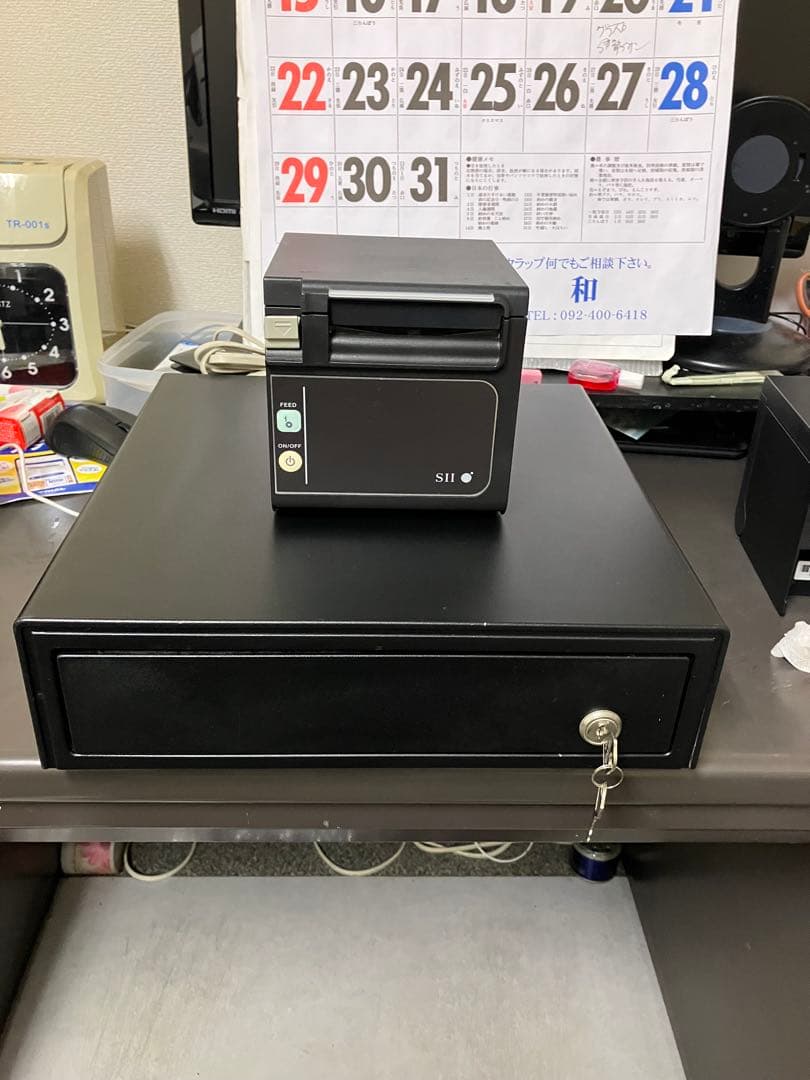 ★セイコースマレジ対応サーマルプリンター&キャッシュドロワー黒一式エプソンSII