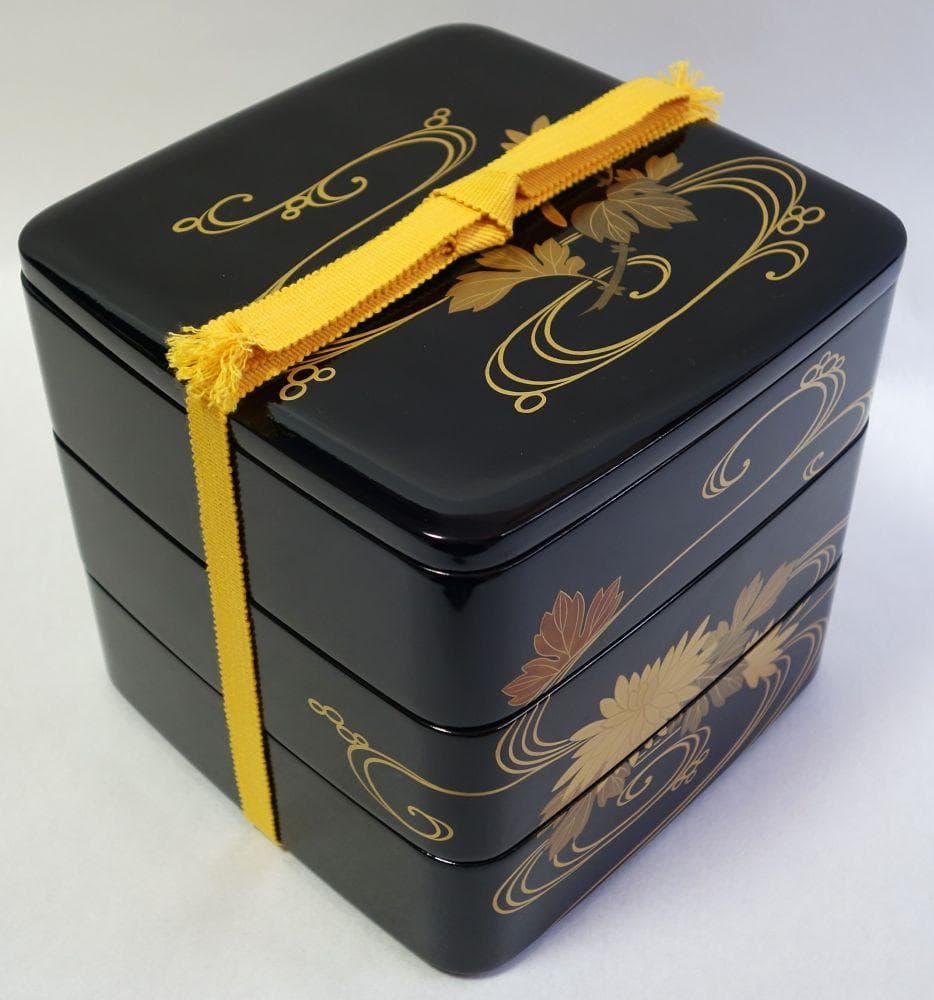 輪島塗 未使用 菊水 小ぶり三段重箱