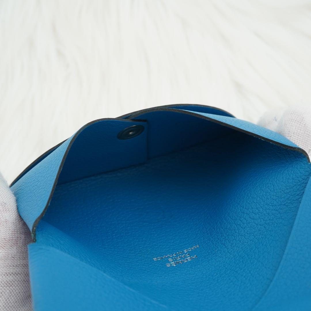 未使用品　HERMES エルメス　小銭入れ　ケース　ガルヴィ　ブルージーン