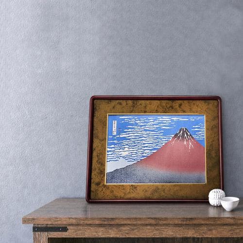 葛飾北斎　諸人登山　ジャガード織【新品】富嶽三十六景　絵画　額装　織物　浮世絵