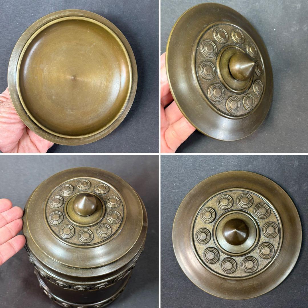 E964 送料無料　唐銅皆具　建水　尺立　水指　茶道具　蓋置 共箱　口糸目