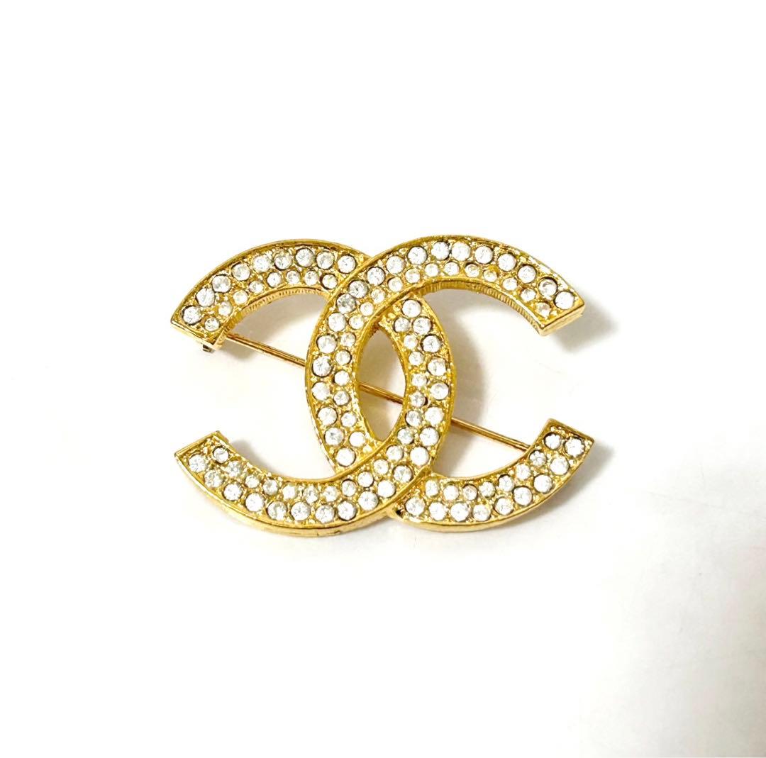 美品 CHANEL ココマーク ラインストーン ブローチ ヴィンテージ