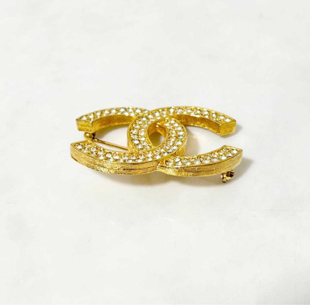 美品 CHANEL ココマーク ラインストーン ブローチ ヴィンテージ