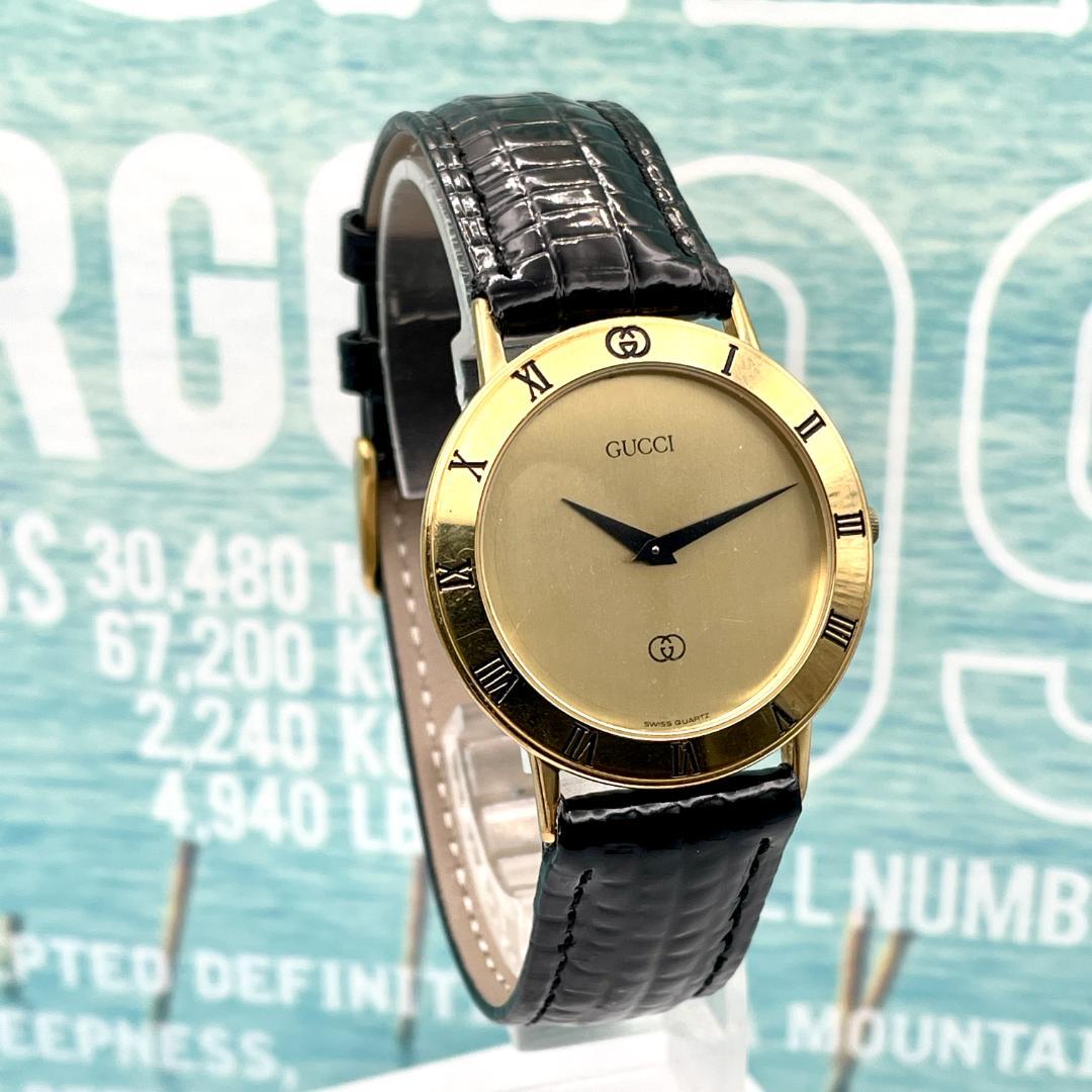 グッチ 3000 メンズ 腕時計 ユニセックス ゴールド ベゼル ラウンド 稼働