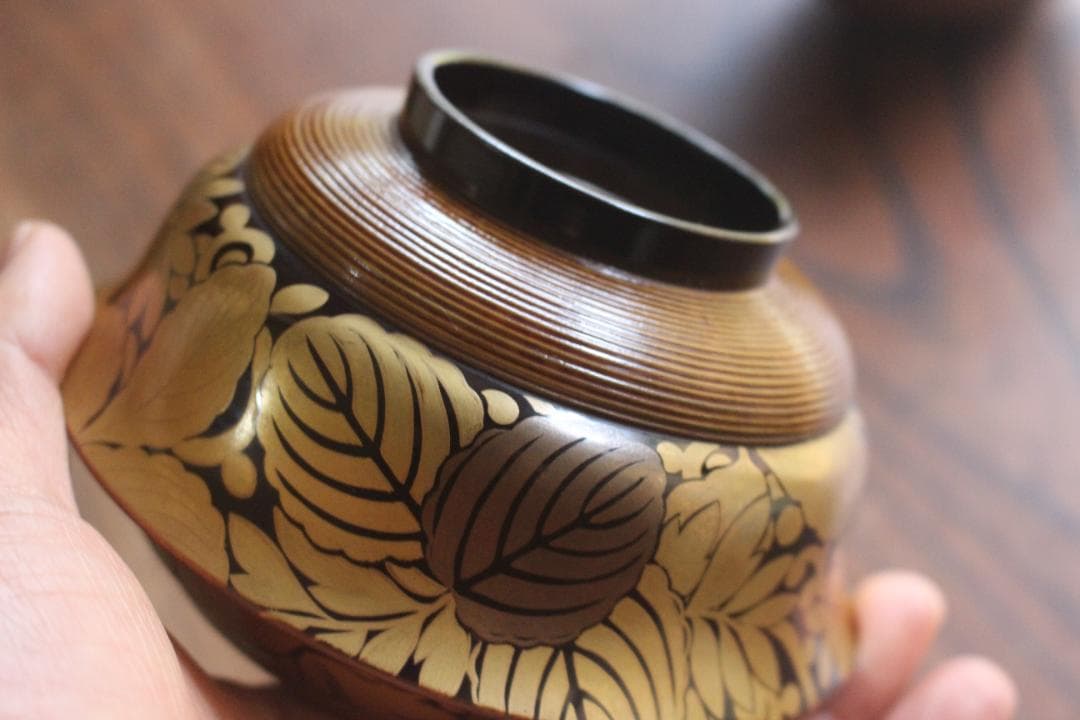 時代逸品！風情ある千筋糸目に極上桐花蒔絵の映えるお椀2点（検輪島塗懐石椀雑煮椀