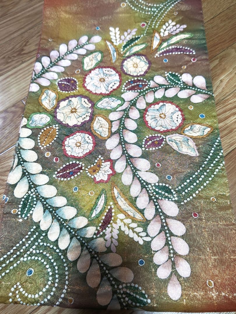 逸品 袋帯 辻ヶ花 金通 金彩 正絹 落款 帯 名品