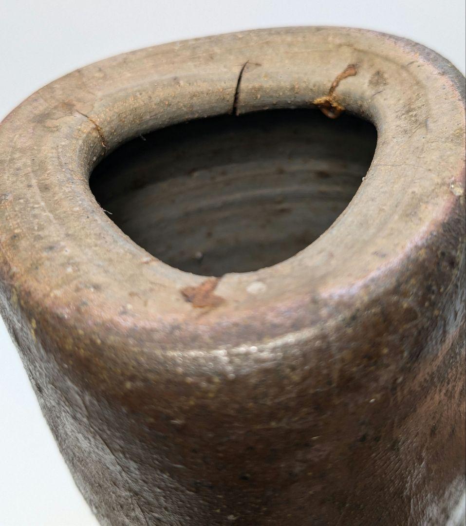 岡山県重要無形文化財 山本雄一 備前焼 三角花入 花瓶 花器 フラワーベース