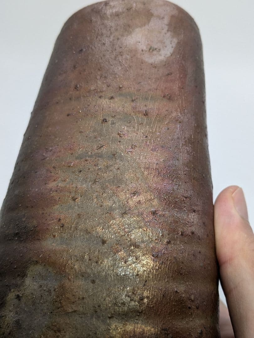 岡山県重要無形文化財 山本雄一 備前焼 三角花入 花瓶 花器 フラワーベース