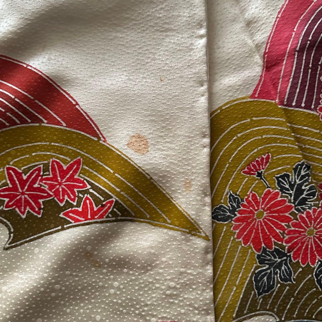 【未使用級】鹿の子地紋 振袖 扇面吉祥花文様 暈し八掛 成人式 卒業式