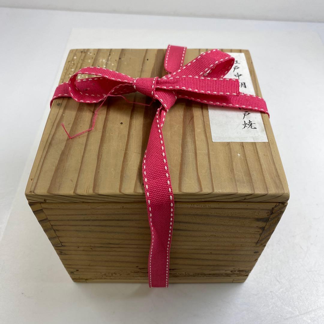 江戸時代　黄瀬戸小皿5枚　木箱付　直径11㎝　東Y7-0328☆2Fタニト