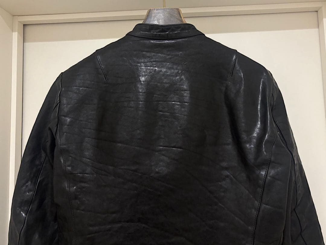 極美品バックラッシュ定価22万円フレンチショルダー製品染めシングルライダース黒M