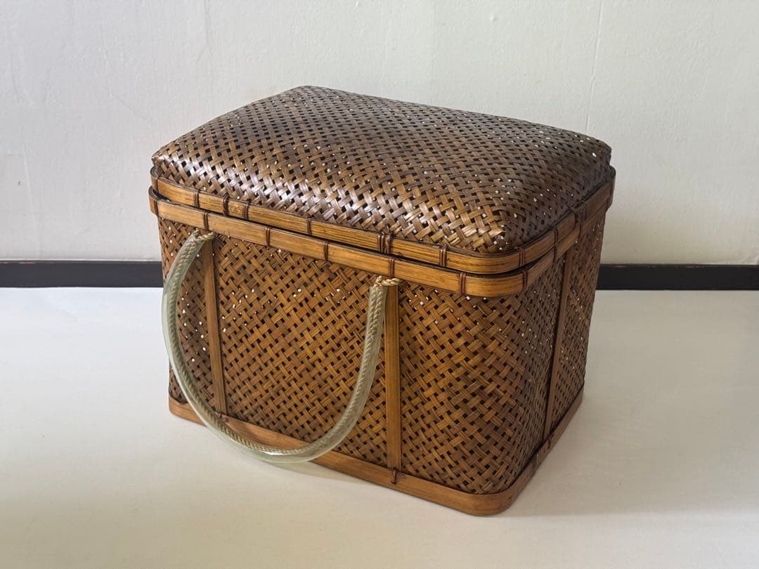 ヴィンテージ 民藝 竹細工 竹籠 バスケット 籠 行商 ハンドル 工芸品