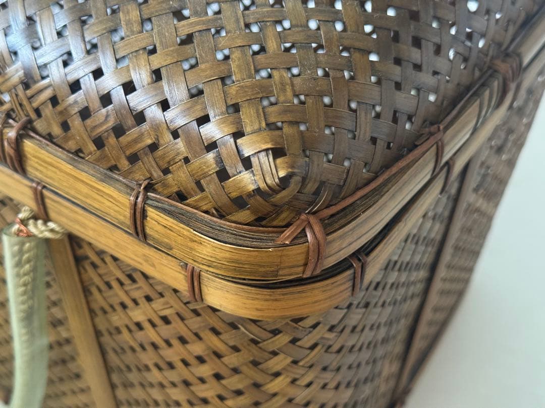 ヴィンテージ 民藝 竹細工 竹籠 バスケット 籠 行商 ハンドル 工芸品