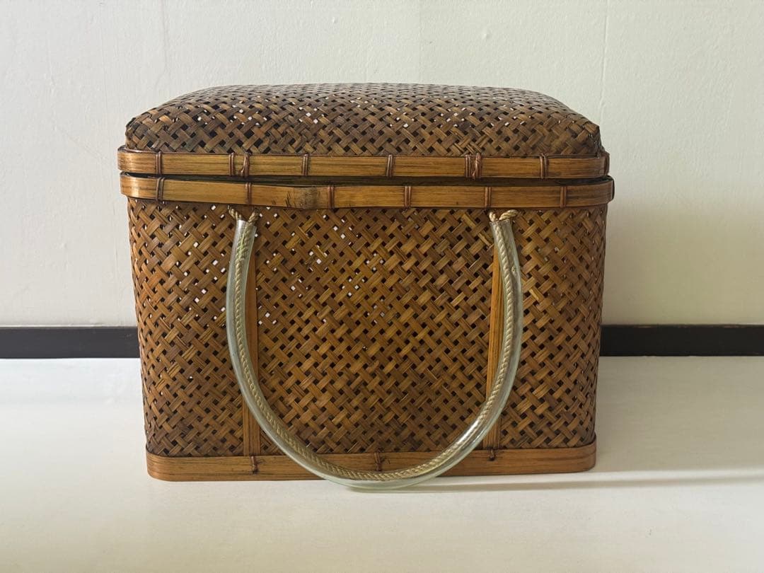 ヴィンテージ 民藝 竹細工 竹籠 バスケット 籠 行商 ハンドル 工芸品