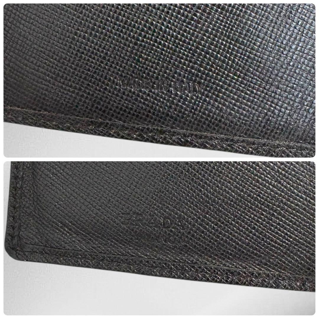 美品✨ PRADA プラダ 二つ折り財布 サフィアーノ ブラック 三角ロゴ