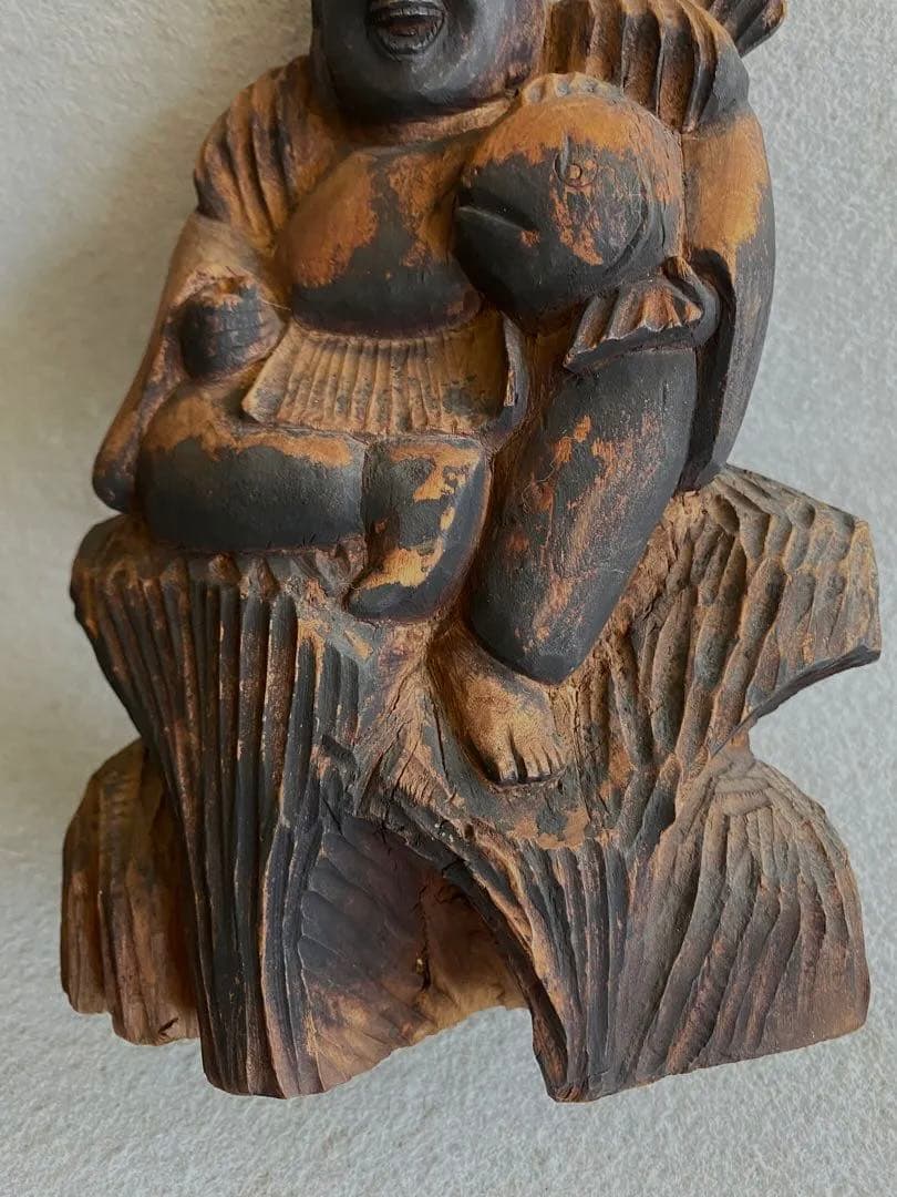 【レトロ】木彫り／恵比寿・大黒天の置物