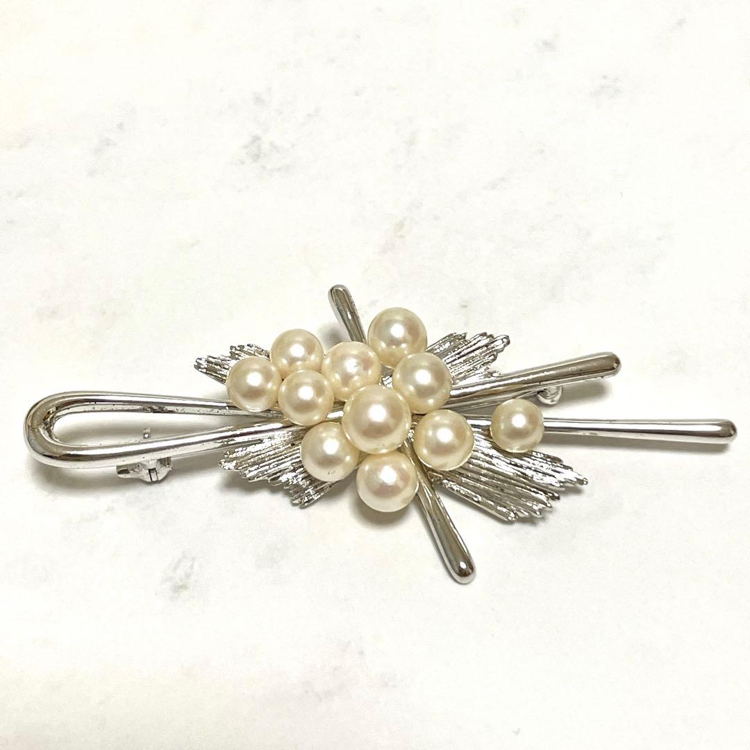 希少デザイン✨MIKIMOTO ミキモト あこや 本真珠 パール ブローチ