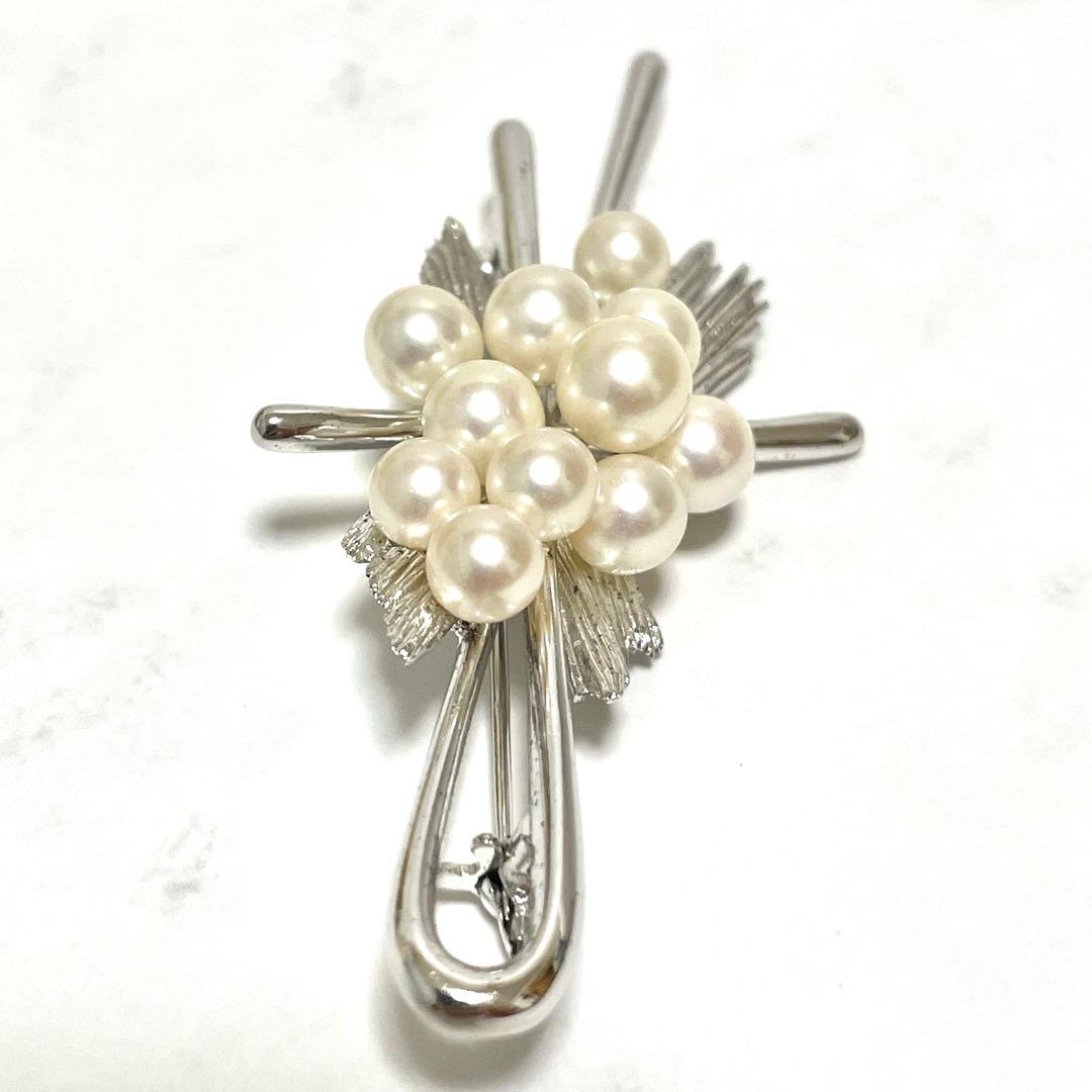 希少デザイン✨MIKIMOTO ミキモト あこや 本真珠 パール ブローチ