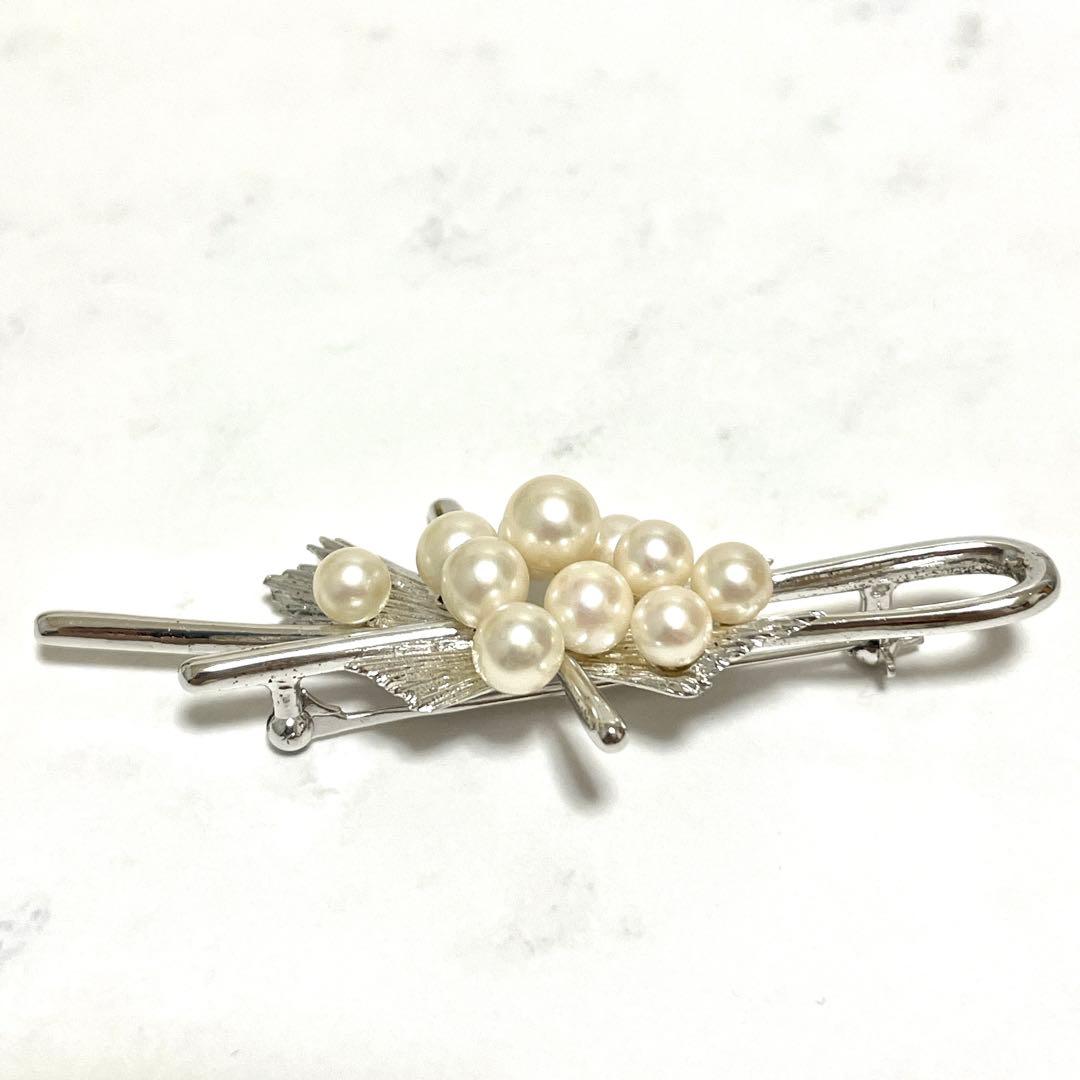 希少デザイン✨MIKIMOTO ミキモト あこや 本真珠 パール ブローチ