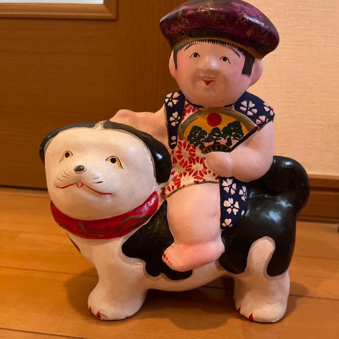 中野土人形　犬乗り童子　伝統工芸品　郷土玩具