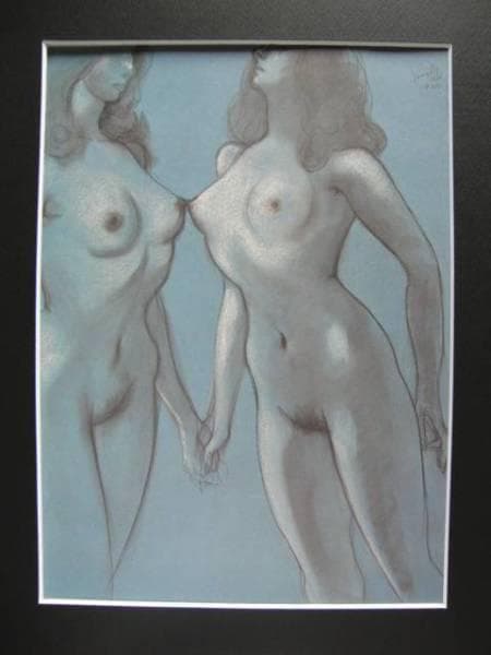 古沢岩美、なかよし、希少大判画集画、新品額装付、状態良好