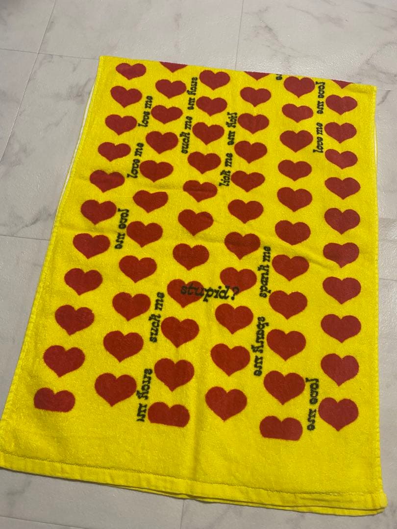 hideイエローハート柄ブラックハート柄タオルスポーツタオルフェイスタオルSET