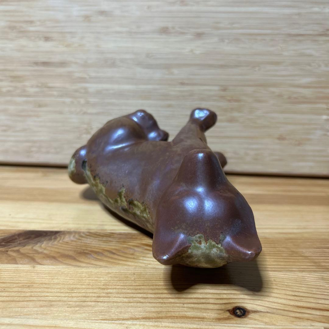陶器 【丹波立杭焼】犬の置物 茶色　焼き物