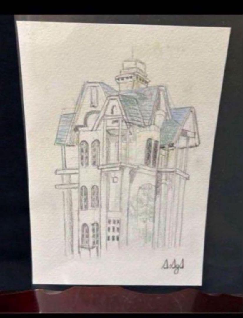 絵　絵画　水彩　水彩画　風景画　プレゼント　家　ビル