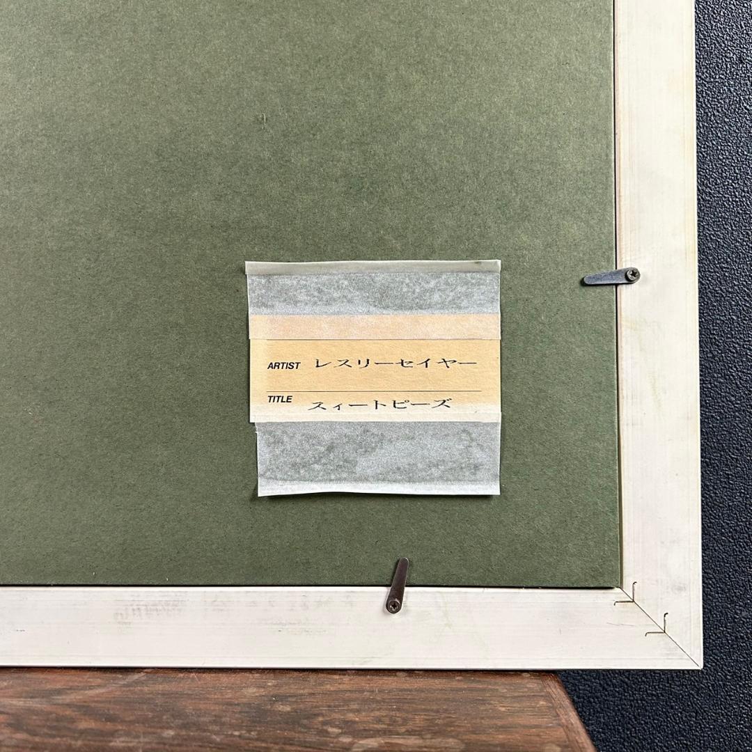 美品 レスリー・セイヤー「スイートピーズ」シルクスクリーン 直筆サイン入 額縁入