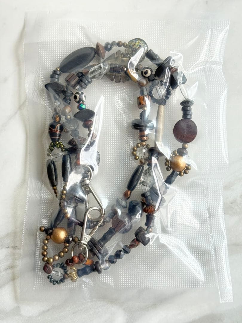 新品未開封SATOKO OISHI wood×beads strap black