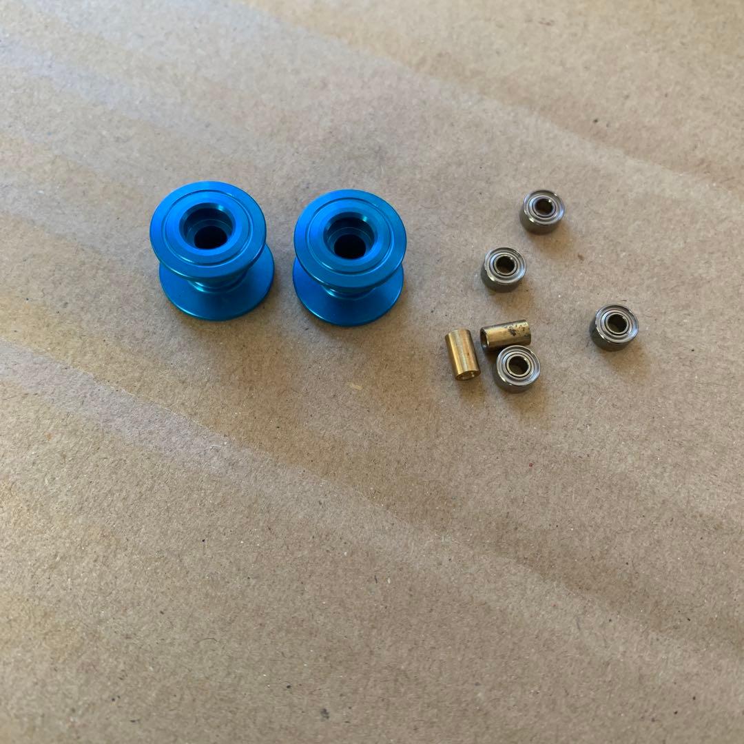 ミニ四駆　軽量2段アルミローラー　青