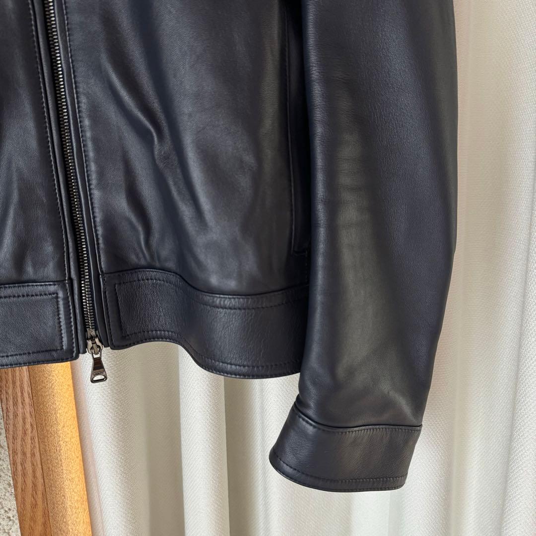 【専用】EMMETI Juri シングルライダースジャケット 羊革 濃紺 46