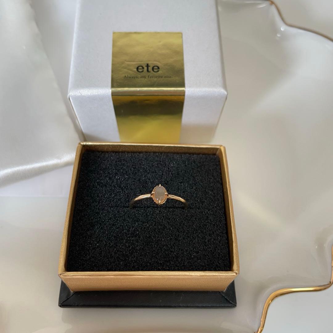 ete 美品 K10イエローゴールド オレンジムーンストーンリング　5号